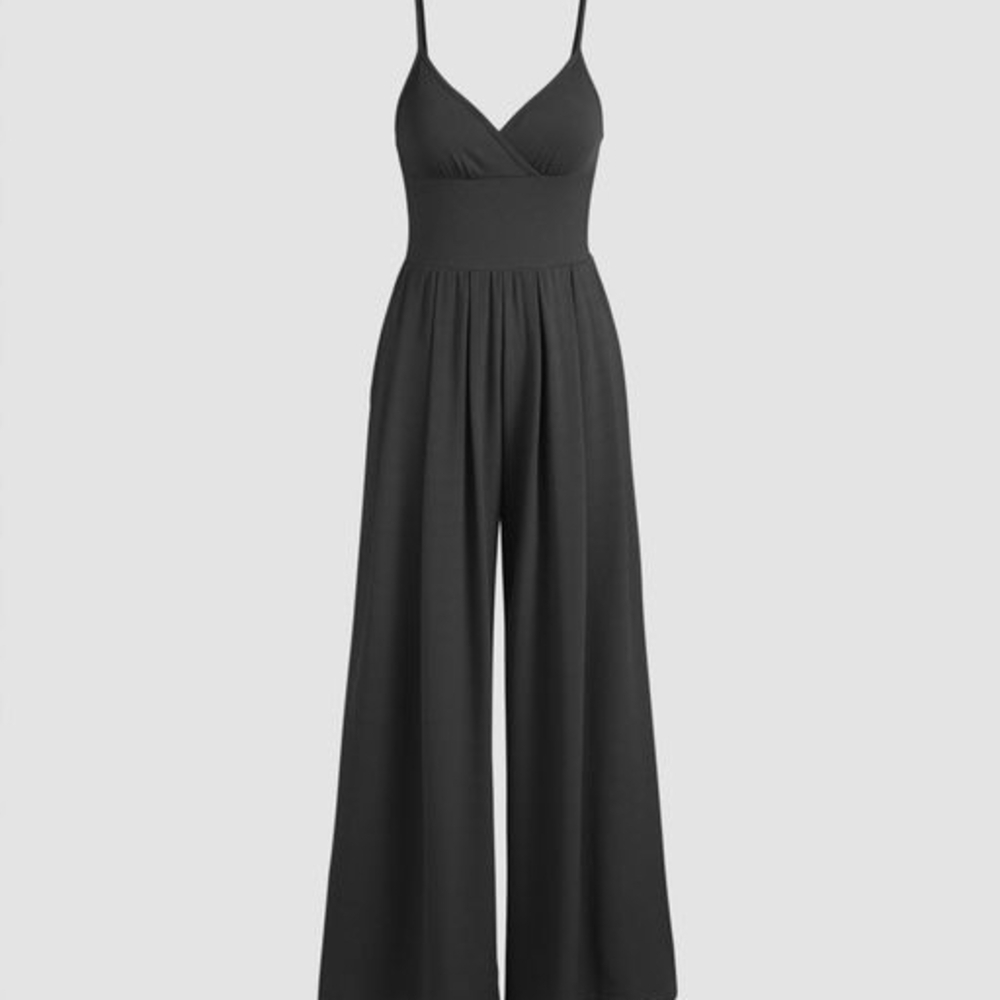 Cider Black Spaghetti Strap Jumpsuit